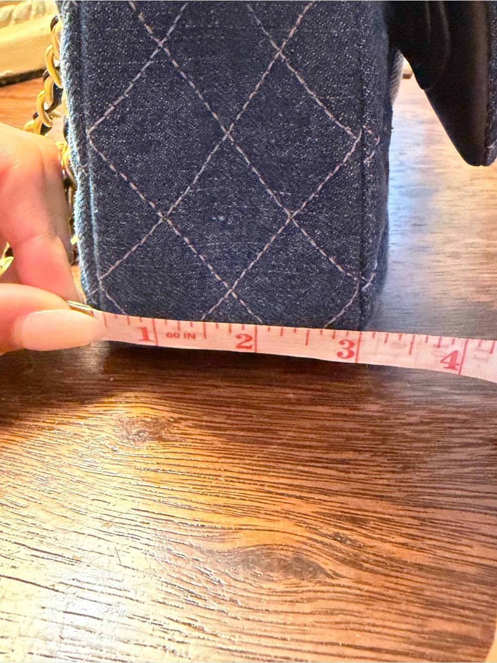 Chanel Quilted Denim Double Flap Shoulder Bag in Blue - Picture 6 of 6